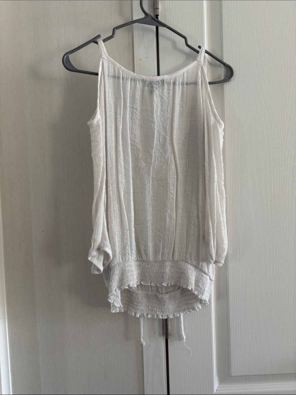 A. Byer White Beaded V-Neck Cold-Shoulder Camisole - Picture 2 of 3